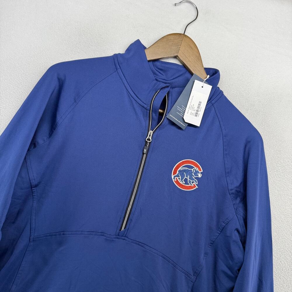 Chicago Cubs Half Zip Women's XL Blue Adapt Eco Knit Pullover Tech Logo NEW